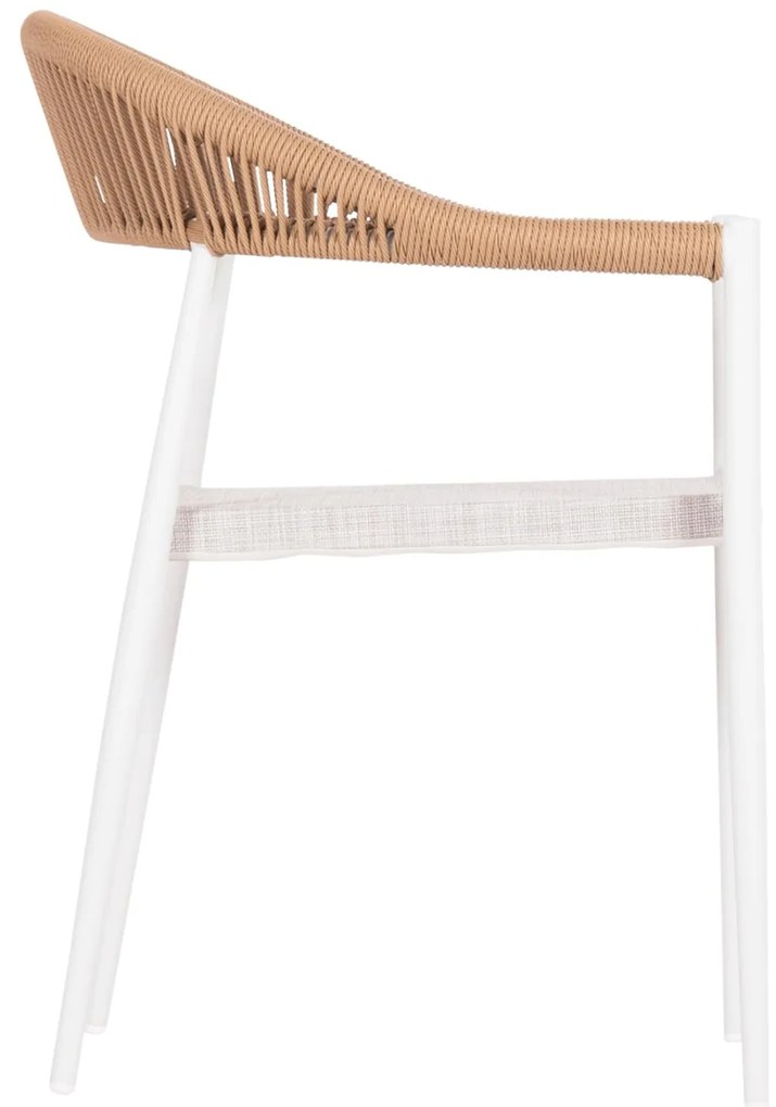 Καρέκλα - Πολυθρόνα BERG C6284.01 Αλουμίνιο Λευκό - P.E. Twisted Rattan Μπέζ 55x56x79Υ εκ. 55x56x79 εκ.