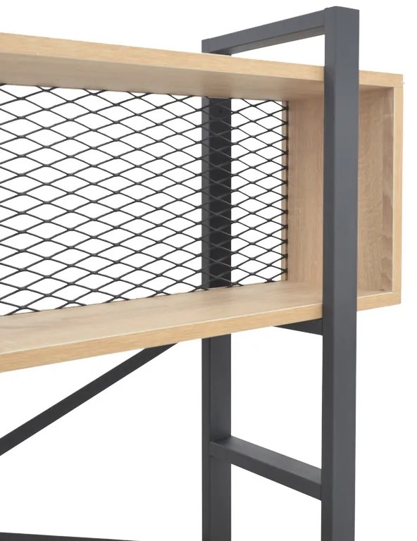 Βιβλιοθήκη Fifer pakoworld σε oak-μαύρη απόχρωση 120x28x185εκ (1 τεμάχια)