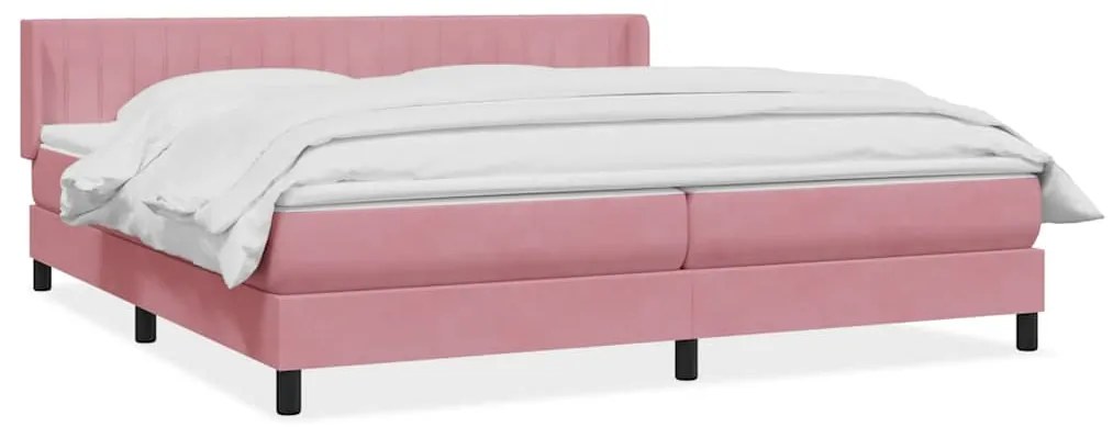 vidaXL Κρεβάτι Boxspring με Στρώμα Ροζ 180x210 εκ. Βελούδινο