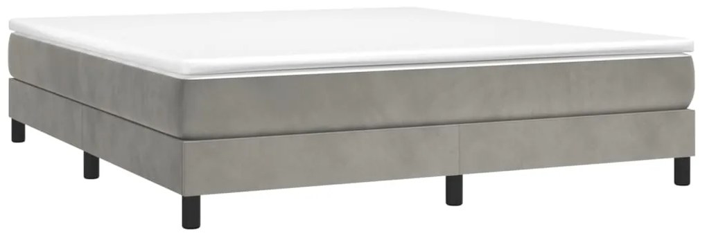 Κρεβάτι Boxspring με Στρώμα Ανοιχτό Γκρι 180x200 εκ. Βελούδινο - Γκρι