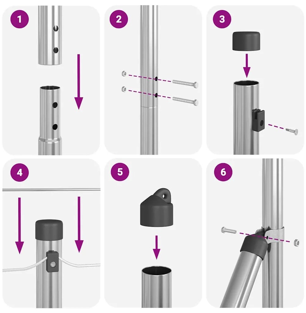 vidaXL Πό posts φράχτη 13 pcs Ασημί Ø32mm 140 εκ Γαλβανισμένος χάλυβας