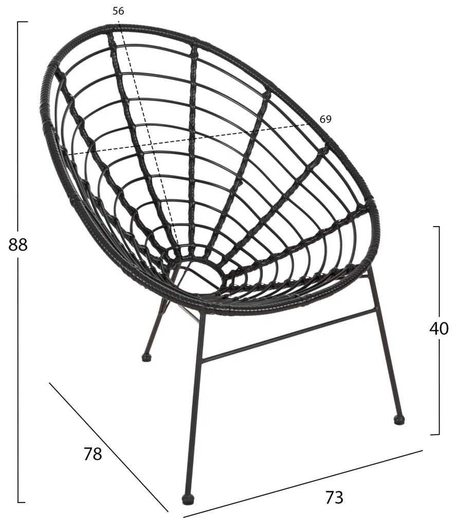 ΣΕΤ ΕΞΩΤΕΡΙΚΟΥ ΧΩΡΟΥ 3ΤΜΧ ALLEGRA HM21047.12 ΜΑΥΡΟ ΣΥΝΘ.RATTAN &amp; ΜΕΤΑΛΛΟ