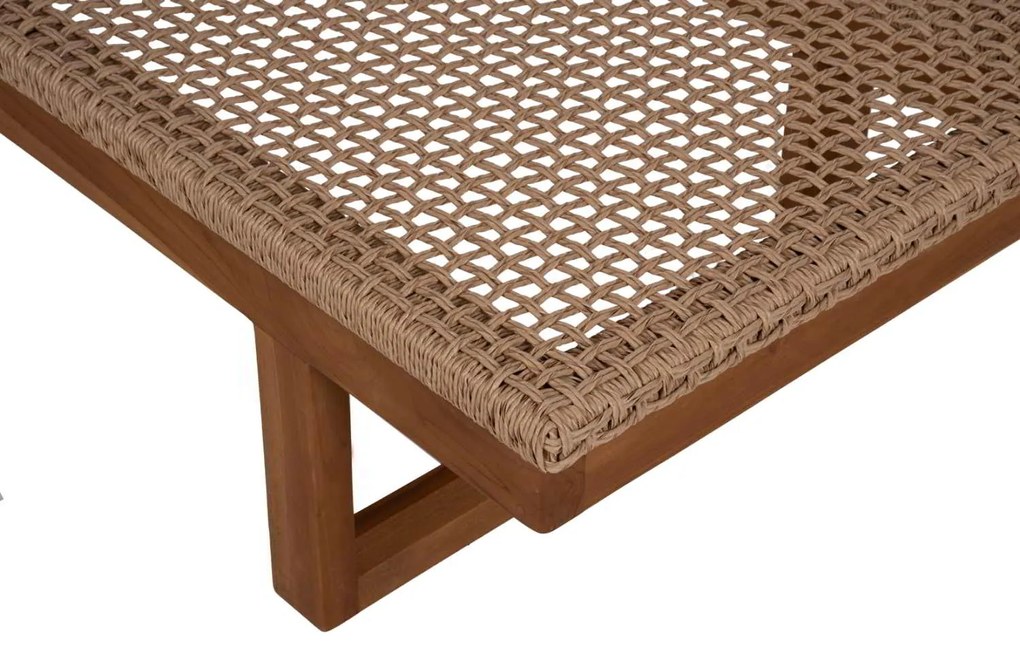 ΞΑΠΛΩΣΤΡΑ PATRON HM5993 TEAK ΞΥΛΟ ΚΑΙ ΣΧΟΙΝΙ VIRO ΣΕ ΠΛΕΞΗ WICKER 191x65x86Yεκ.