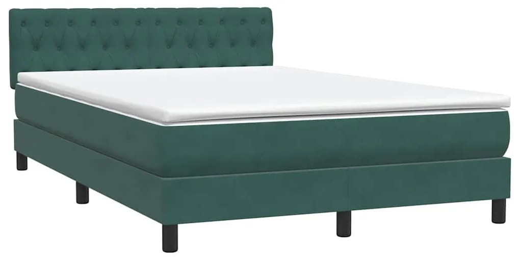 vidaXL Κρεβάτι Boxspring με Στρώμα Σκούρο Πράσινο 160x210εκ. Βελούδινο