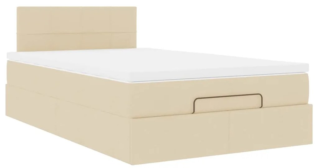 vidaXL Οθωμανικό κρεβάτι με στρώμα Cream 120x200cm ύφασμα