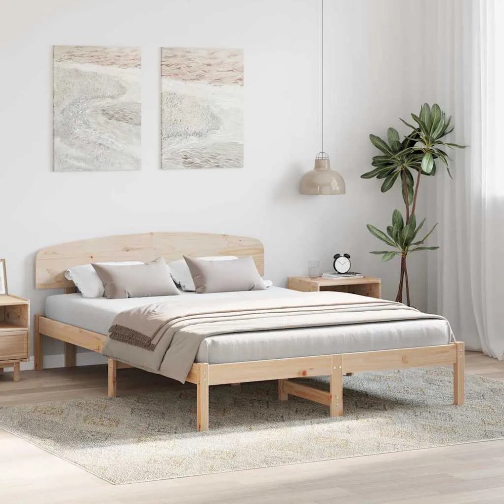 vidaXL Σκελετός Κρεβατιού Καφέ 160 x 200 cm Μασίφ ξύλο πεύκου