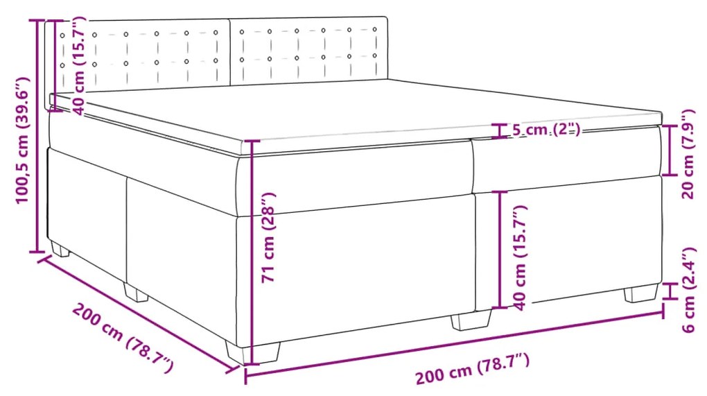 Κρεβάτι Boxspring με Στρώμα Ανοιχτό Γκρι 200x200 εκ. Υφασμάτινο - Γκρι