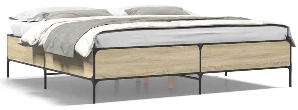 vidaXL Πλαίσιο Κρεβατιού Sonoma Δρυς 180x200 εκ. Επεξ. Ξύλο & Μέταλλο