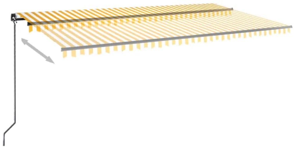 vidaXL Τέντα Συρόμενη Χειροκίνητη με LED Κίτρινο / Λευκό 600x350 εκ.