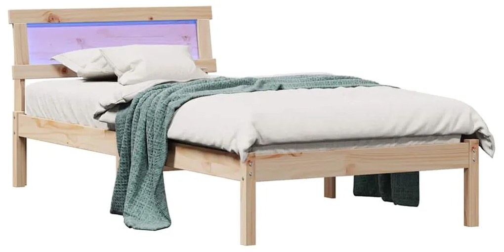 vidaXL Σκελετός Κρεβατιού Καφέ 90 x 190 cm Στερεά ξυλεία πεύκου