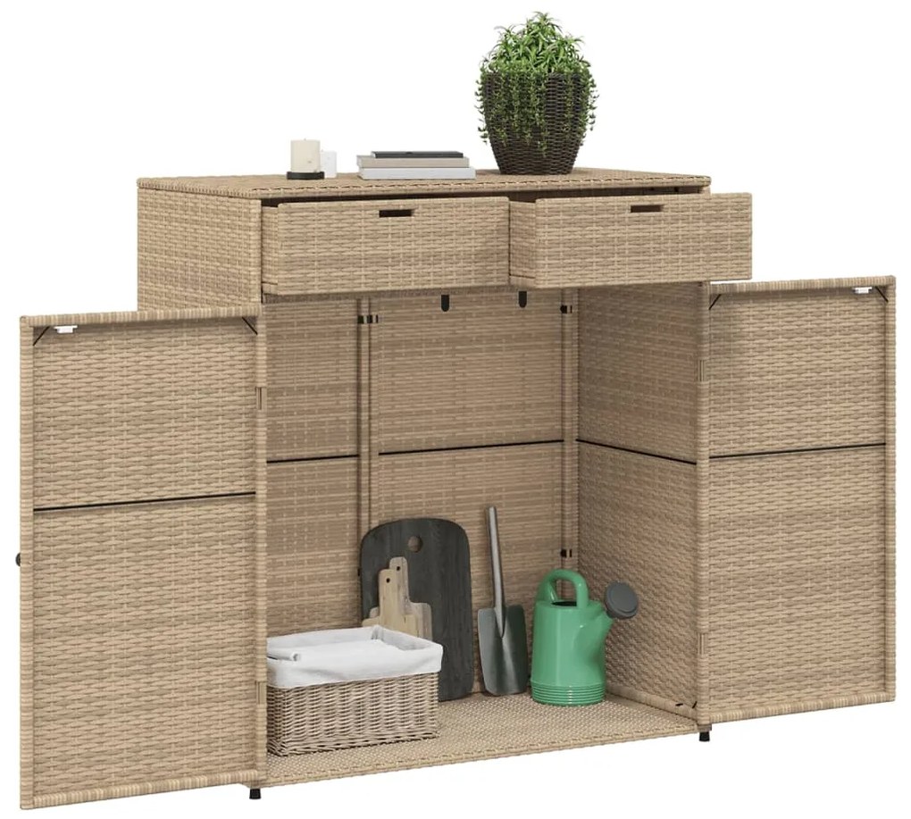 vidaXL Ντουλάπι Αποθήκευσης Κήπου Beige 105x55x113 εκ. Συνθετικό Ρατάν