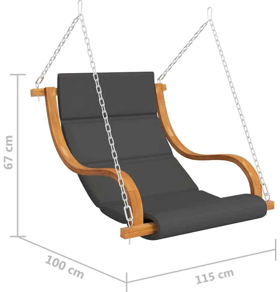 vidaXL Κουνιστή Καρέκλα Χωρίς Πλαίσιο Μασίφ Λυγισμένο Ξύλο Μαξιλάρι