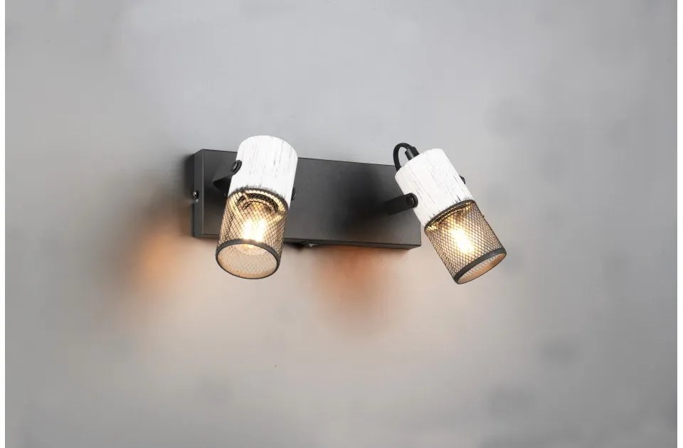 Σποτ Φωτιστικό Τοίχου 2xE14 Κινητό Διακόπτης Tosh Trio Lighting-804370234-Μαύρο-Λευκό 804370234