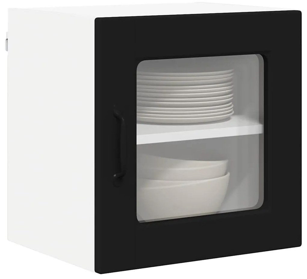 vidaXL Κρεμαστό ντουλάπι κουζίνας με ράφι Μαύρο 40 x 31 x 40 εκ.