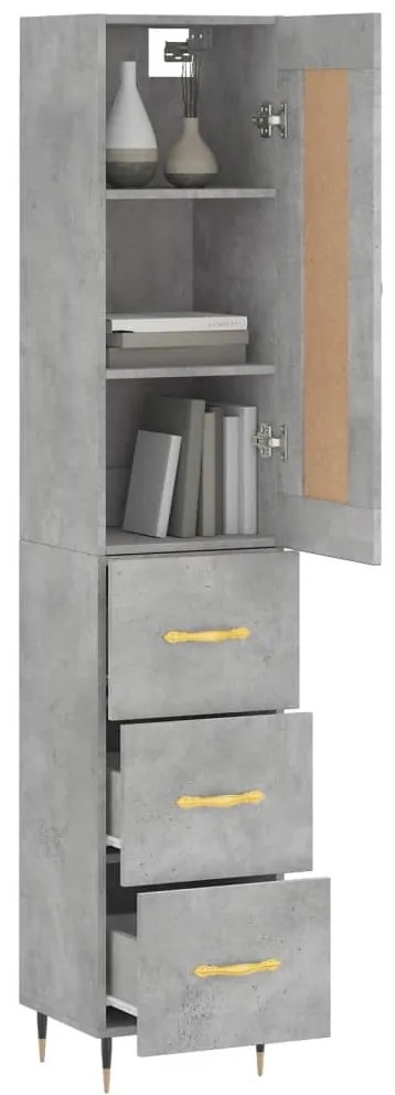 vidaXL Ντουλάπι Γκρι Σκυροδέματος 34,5x34x180 εκ. Επεξεργασμένο Ξύλο