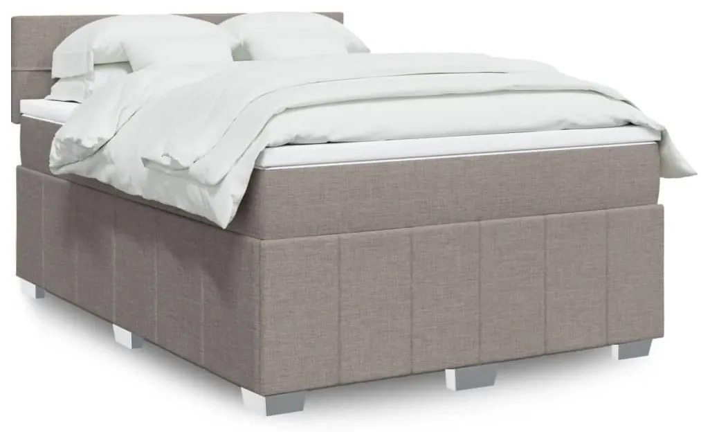 Κρεβάτι Boxspring με Στρώμα Taupe 160x200 εκ. Υφασμάτινο - Μπεζ-Γκρι