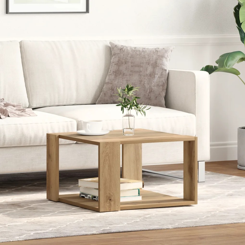 vidaXL Τραπεζάκι Καφέ Δρυς 51,5x51,5x30 cm Μηχανικής Ξυλείας