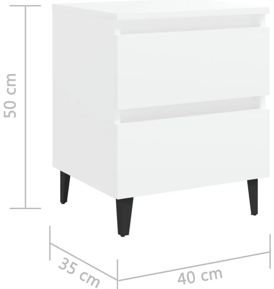 vidaXL Κομοδίνο Λευκό 40 x 35 x 50 εκ. από Επεξ. Ξύλο