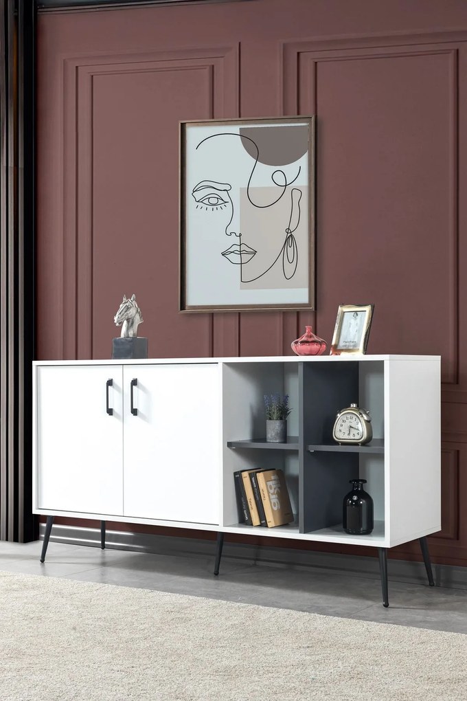 Κονσόλα Λευκό / Ανθρακί SOODER 160x44x20