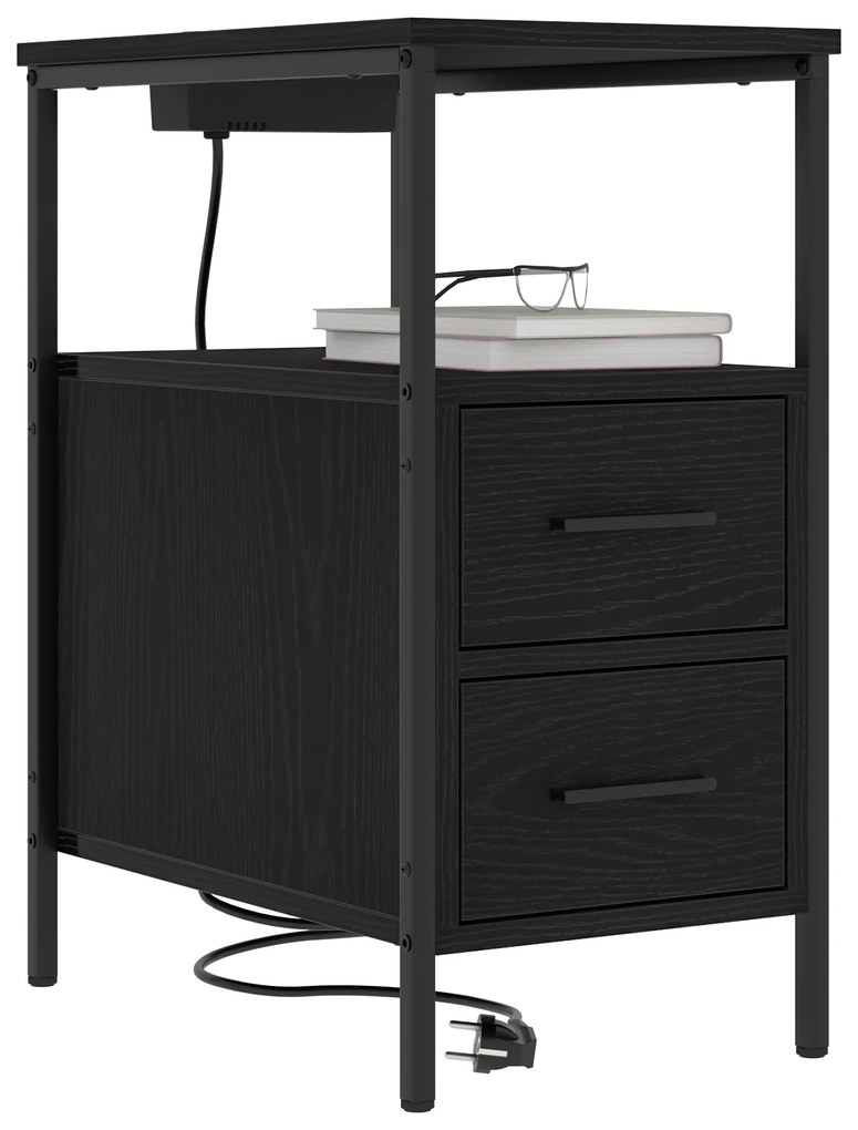 vidaXL Κομοδίνο Μαύρη δρυς 30 x 48 x 61 εκ Επεξεργασμένο ξύλο