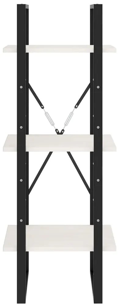 vidaXL Βιβλιοθήκη με 3 Ράφια Λευκή 40x30x105 εκ. από Μασίφ Ξύλο Πεύκου