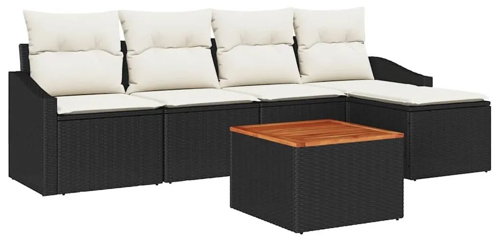 vidaXL Σετ Καναπέ Κήπου 6 pcs Μαύρος, λευκός