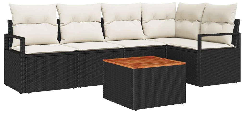 vidaXL Σετ Καναπέ Κήπου 6 pcs Μαύρος, λευκός Μέγεθος