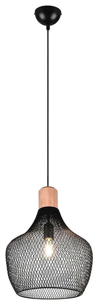 Φωτιστικό Οροφής Valeria R31281932 Φ33x150cm 1xE27 40W Black-Natural RL Lighting