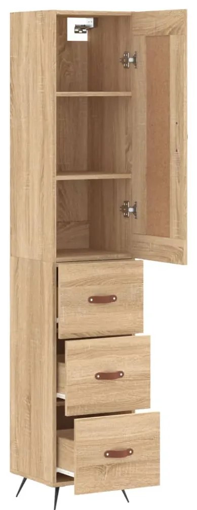 vidaXL Μπουφές Sonoma δρυς 34,5 x 34 x 180 εκ. από Επεξεργασμένο Ξύλο