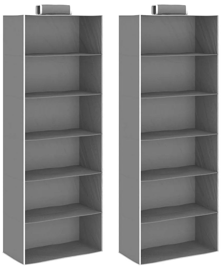 vidaXL Κρεμαστές Θήκες Ρούχων Ντουλάπας 2 τεμ. με 6 Ράφια Υφασμάτινες