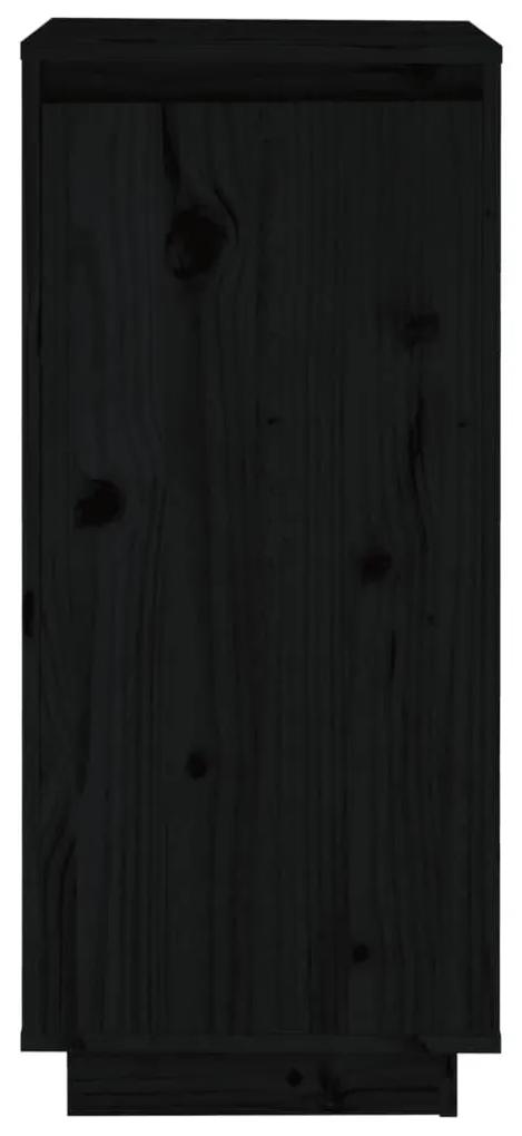 Παπουτσοθήκη Μαύρη 35 x 35 x 80 εκ. από Μασίφ Ξύλο Πεύκου - Μαύρο