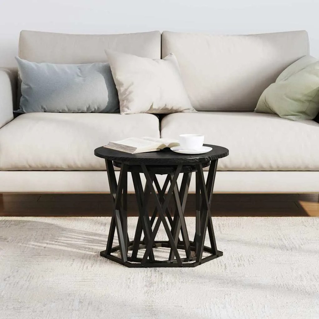 vidaXL Τραπεζάκι Πλευράς 2 pcs Μαύρη Οξυά Μηχανισμένο ξύλο και ατσάλι