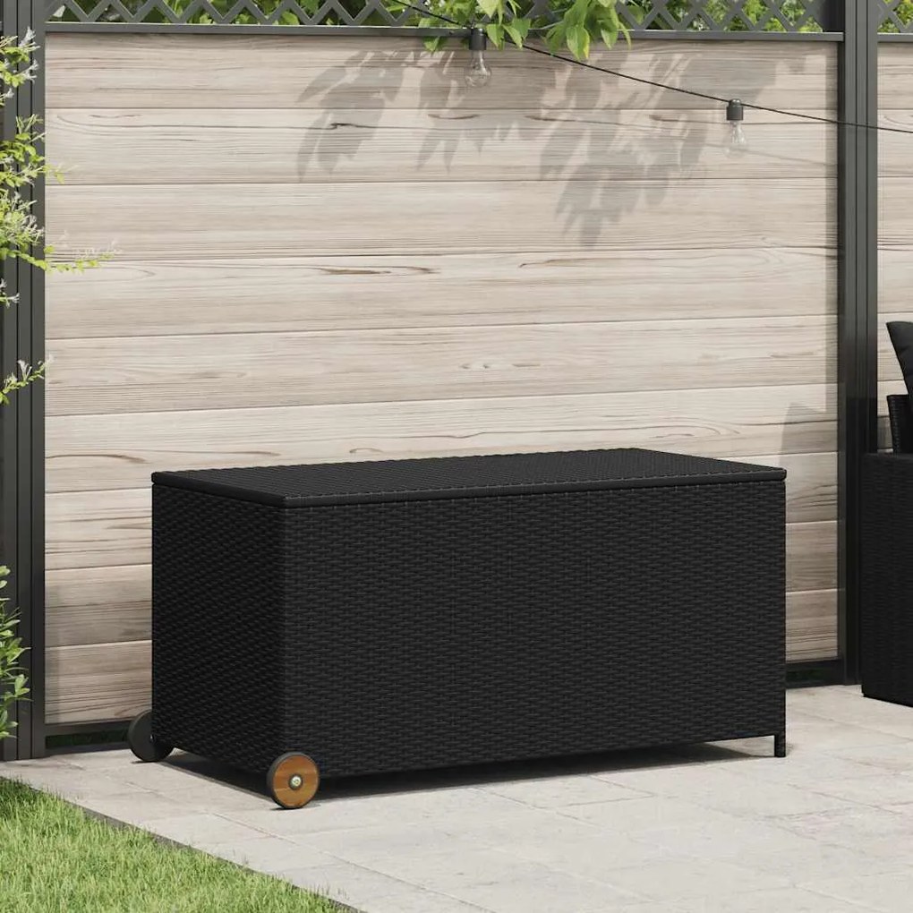 vidaXL Κουτί Αποθήκευσης Κήπου Μαύρο 120x65x61 εκ. Συνθετικό Ρατάν