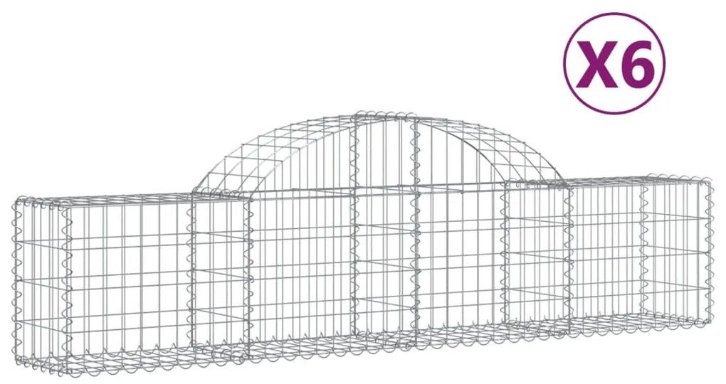 vidaXL Συρματοκιβώτια Τοξωτά 6 τεμ. 200x30x40/60 εκ. Γαλβαν. Ατσάλι