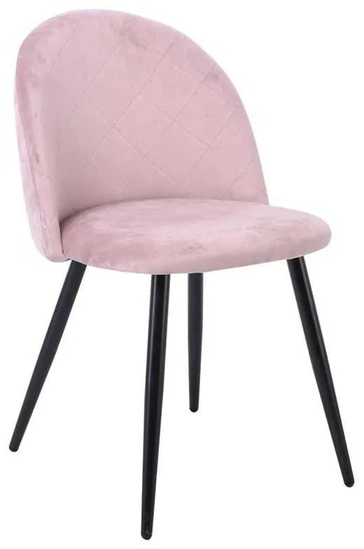 Καρέκλα Bella Μέταλλο Βαφή Μαύρο / Ύφασμα Velure Dirty Pink . Διάσταση: 50x57x81cm (Σετ 4 ΤΕΜ)