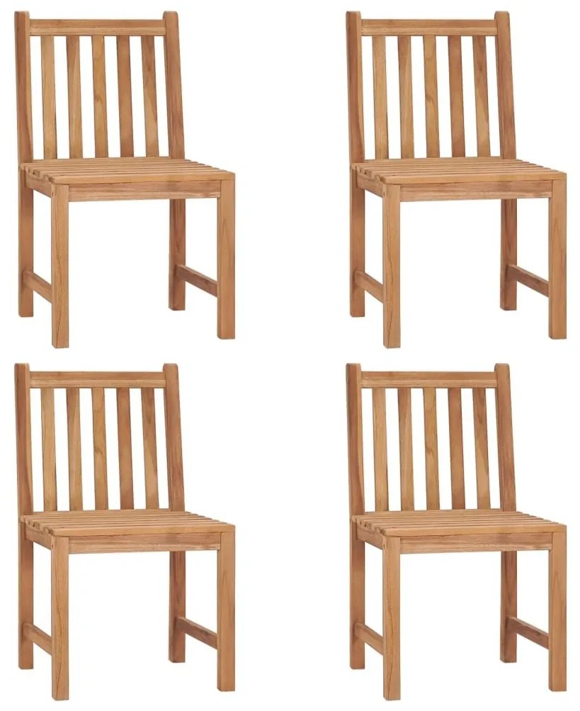 Καρέκλες Κήπου 4 τεμ. από Μασίφ Ξύλο Teak με Μαξιλάρια - Γκρι
