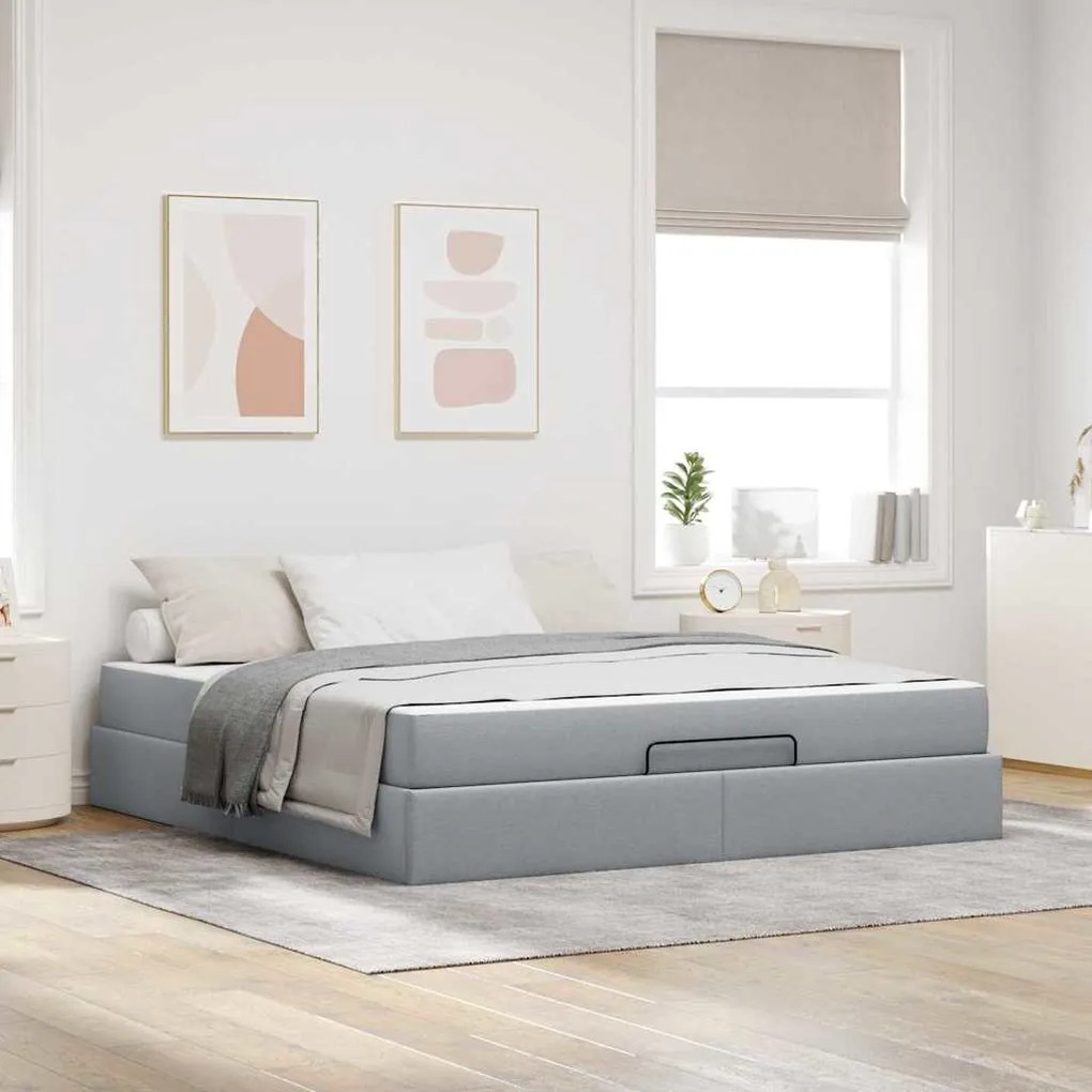vidaXL Σκελετός Κρεβατιού Ανοιχτό γκρι 180 x 200 cm ύφασμα