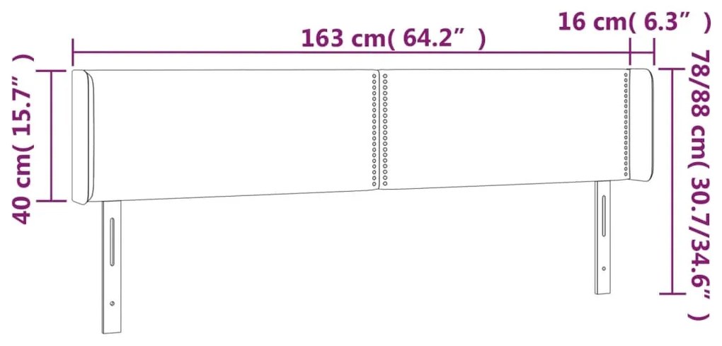 vidaXL Κεφαλάρι Κρεβατιού LED Σκούρο Γκρι 163x16x78/88 εκ. Βελούδινο