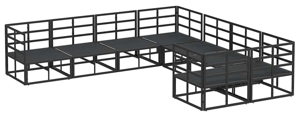 vidaXL Σετ Καναπέ Κήπου με μαξιλάρι 8 pcs Μαύρο Αλουμίνιο
