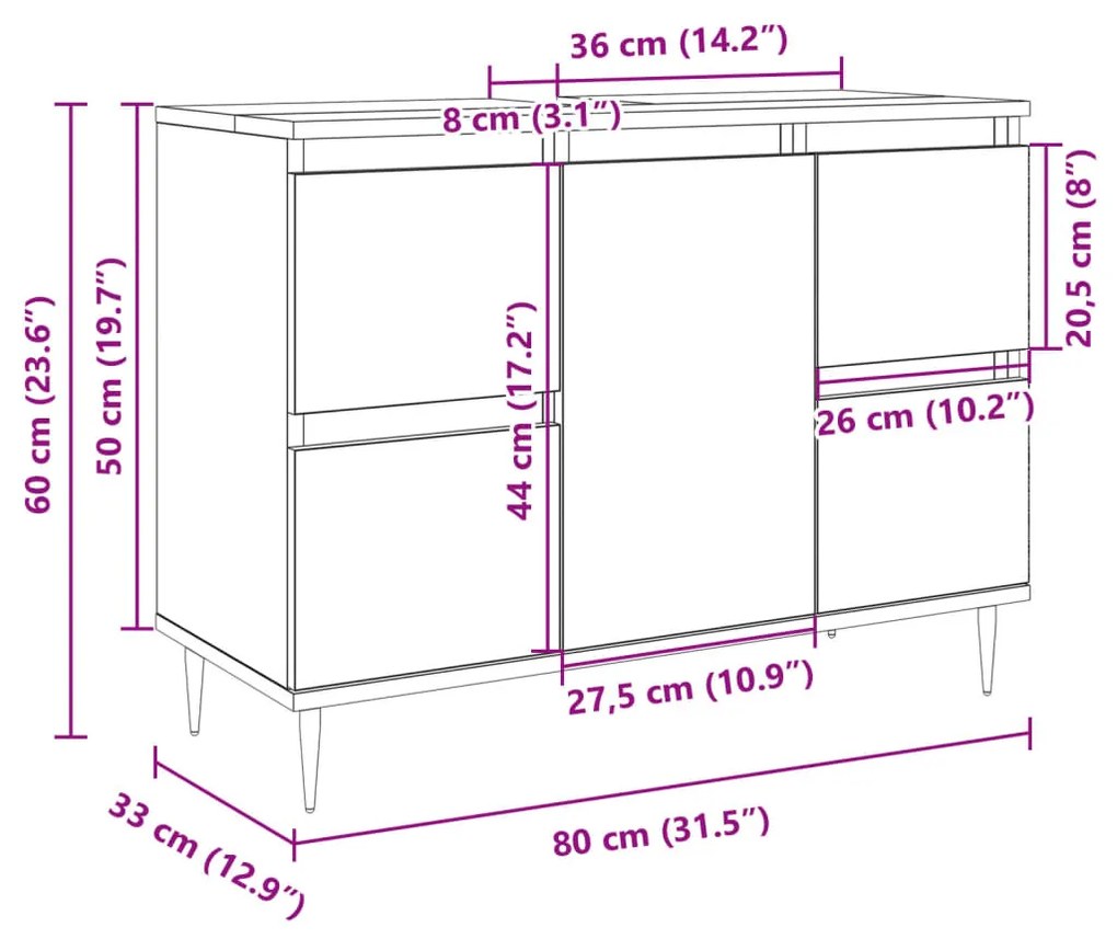 ΝΤΟΥΛΑΠΙ ΜΠΑΝΙΟΥ SONOMA ΔΡΥΣ 80 X 33 X 60 ΕΚ. ΑΠΟ ΕΠΕΞΕΡΓ. ΞΥΛΟ 849682