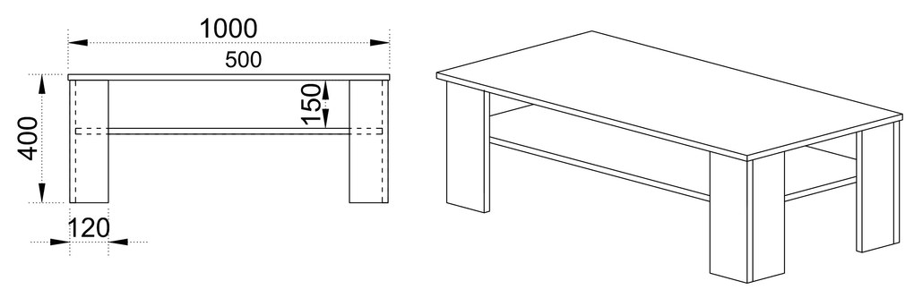 CITY6215 Τραπεζάκι Σαλονιού 100x50x40cm Μαύρο-Λευκό - IR-CITY6215