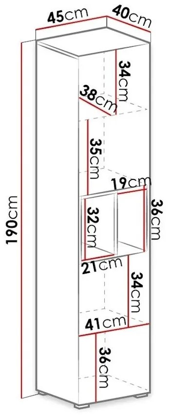 Βιβλιοθήκη Omaha J104, 45x190x40cm, 39 kg, Άσπρο, Σκυρόδεμα, Δρυς, Πλαστικοποιημένη μοριοσανίδα, Ο αριθμός των θυρών: 2, Εντοιχισμένη | Epipla1.gr