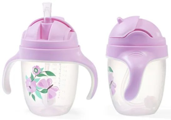 BabyOno Εκπαιδευτικό Ποτήρι Με Καλαμάκι 240ml Lilac BN1464/05