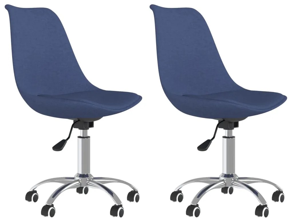 vidaXL Καρέκλες Τραπεζαρίας Περιστρεφόμενες 2 τεμ. Μπλε Υφασμάτινες