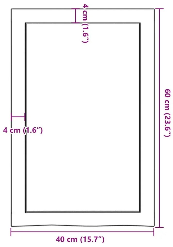 Ράφι Τοίχου Ανοιχτό Καφέ 40x60x(2-6)εκ. Επεξ. Μασίφ Ξύλο Δρυός - Καφέ