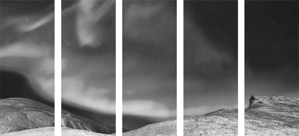 Εικόνα 5 μερών πολική λάμψη στον ουρανό σε ασπρόμαυρο - 100x50