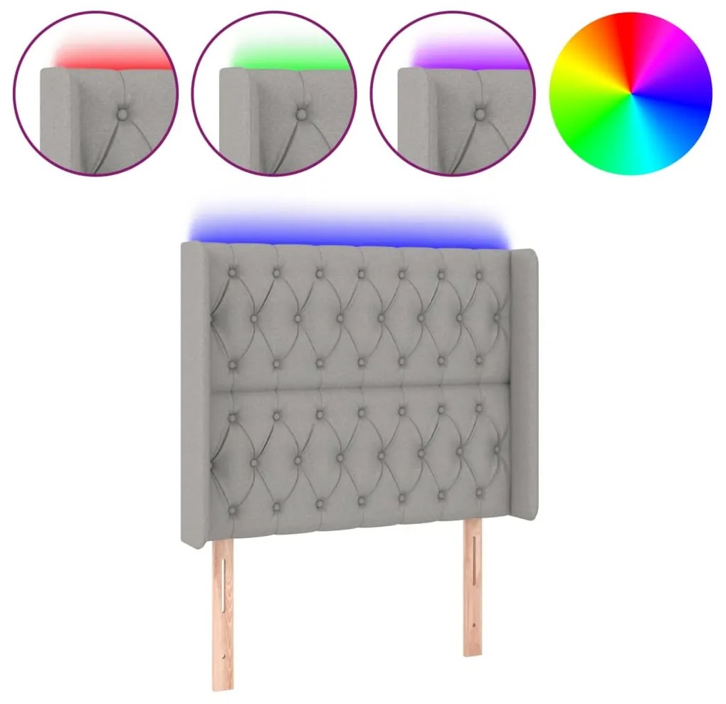 Κεφαλάρι Κρεβατιού LED Ανοιχτό Γκρι 103x16x118/128 εκ. 3124374
