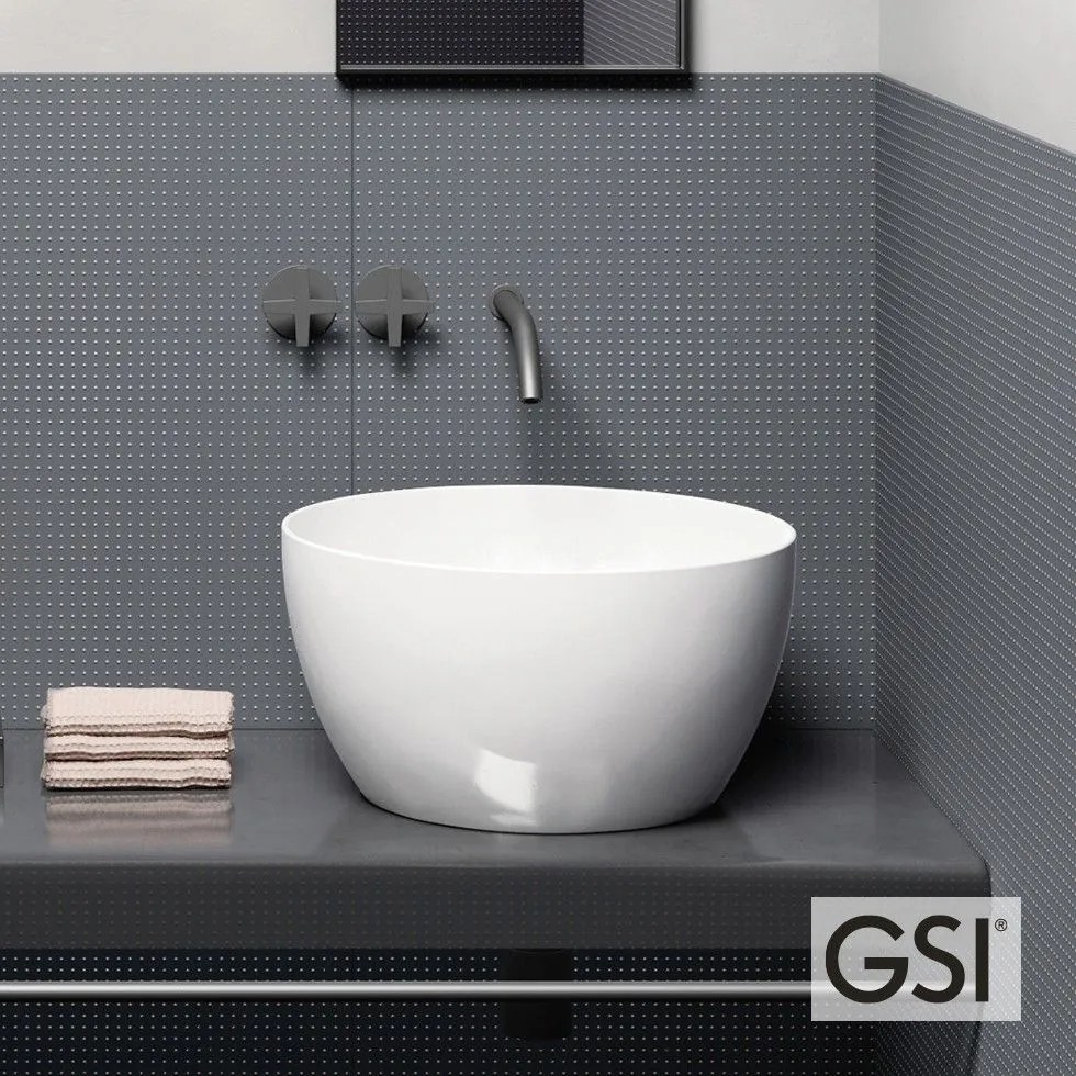 GSI PURA 8852-300 Λευκός Πορσελάνινος Νιπτήρας Μπάνιου Επιτραπέζιος Ø42 εκ. x Υ22εκ