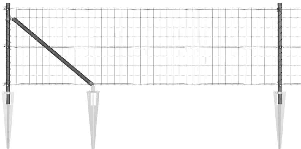 vidaXL Φράχτης με Στήλες. Γκρι 0.8 x 25 m Ατσάλι