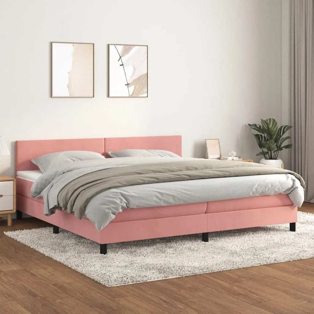 ΚΡΕΒΑΤΙ BOXSPRING ΜΕ ΣΤΡΩΜΑ ΡΟΖ 200X200 ΕΚ. ΒΕΛΟΥΔΙΝΟ 3141208